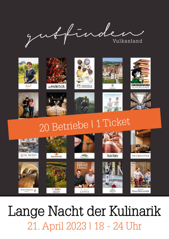 Titelseite Booklet zur Langen Nacht der Kulinarik am 21. April im Vulkanland Steiermark